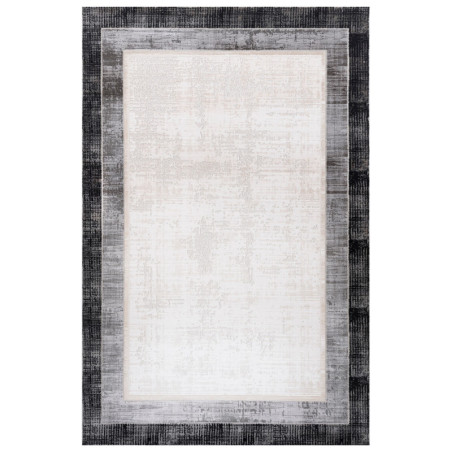 Grand tapis de salon en polyester noir et ivoire 200 x 290 cm