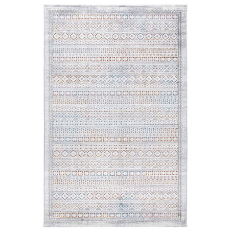 Grand tapis de salon en polyester blanc et bleu 200 x 290 cm