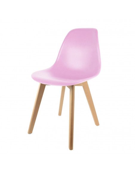 Chaise scandinave pour enfant - 30.50 cm x 36.50 cm x 56.50 cm - Polypropylène et hêtre - Rose