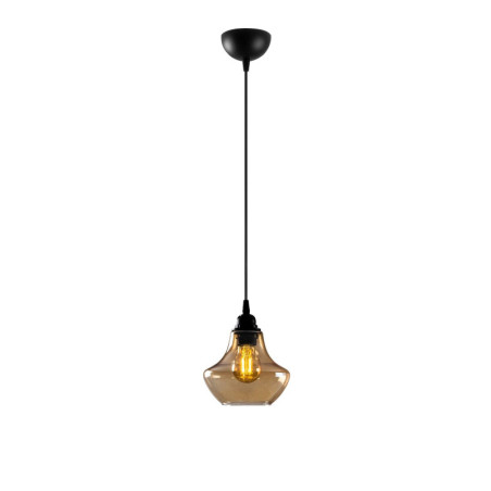 Suspension Luminaire en métal et verre doré et noir Ø17 cm hauteur 111 cm E27 40 W IP20 réglable