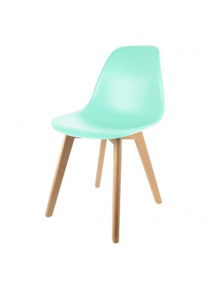 Chaise scandinave pour enfant - 30.50 cm x 36.50 cm x 56.50 cm - Polypropylène et hêtre - Vert