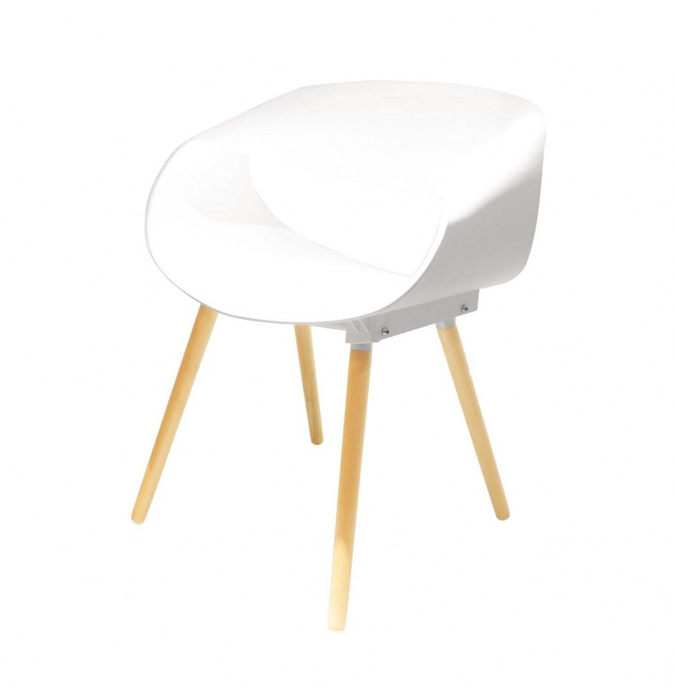 Fauteuil infini - 62 cm x 52 cm x 75 cm - Polypropylène et hêtre - Blanc