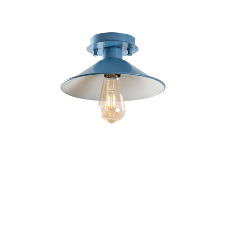 Plafonnier Luminaire en métal bleu Ø24 cm hauteur 12 cm E27 40 W IP20