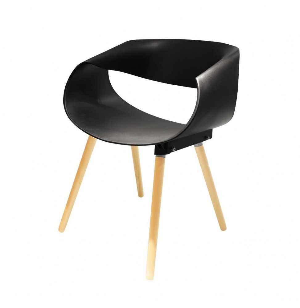 Fauteuil infini - 62 cm x 52 cm x 75 cm - Polypropylène et hêtre - Noir