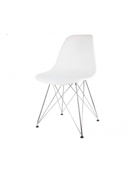 Chaise design pied chrome - Lot de 2 - 49 cm x 51.5 cm x 83 cm - Polypropylène et métal - Blanc