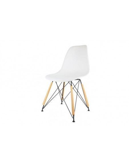 Chaise scandinave pied chrome - Lot de 2 - 49 cm x 51.5 cm x 83 cm - Blanc