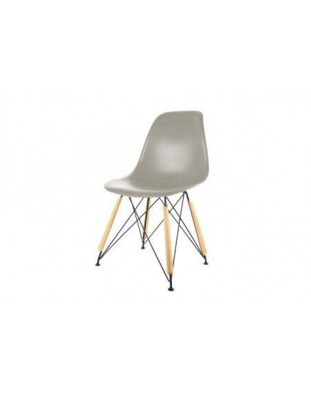 Chaise scandinave pied chrome - Lot de 2 - 49 cm x 51.5 cm x 83 cm - Gris
