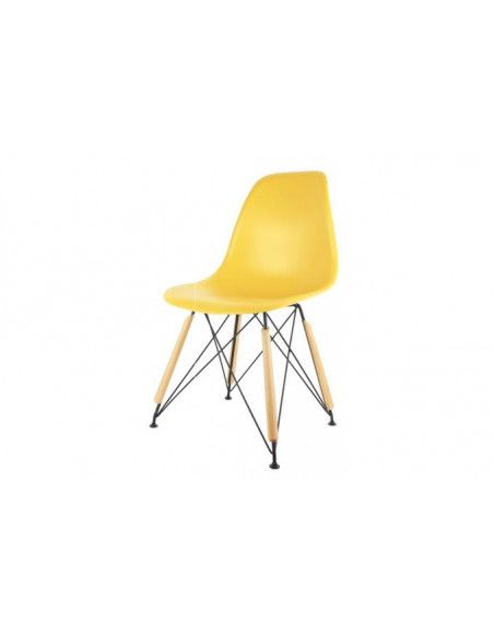 Chaise scandinave pied chrome - Lot de 2 - 49 cm x 51.5 cm x 83 cm - Jaune