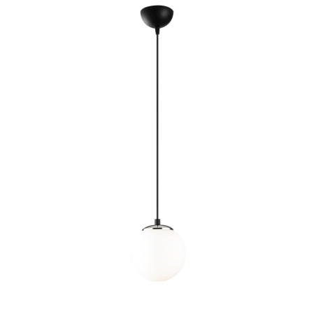 Suspension Luminaire en fer et verre noir et blanc Ø15 cm hauteur 111 cm E27 40 W IP20 Industriel