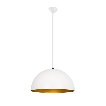 Suspension Luminaire en métal blanc et doré Ø50 cm hauteur réglable 121 cm E27 40 W IP20 Scandinave