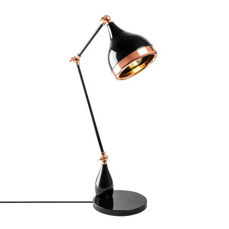 Lampe de table Lampe à poser en métal noir et cuivre - L 15 × P 30 × H 50 cm - E27 Max 40W - Hauteur réglable - IP20