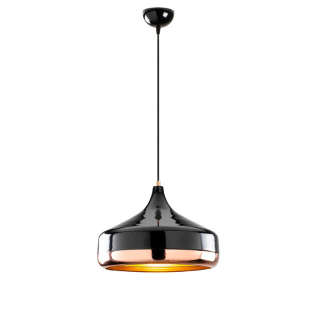 Lustre Luminaire en métal noir et cuivre - Ø 36 × H 122 cm - E27 Max 40W - Hauteur réglable - IP20