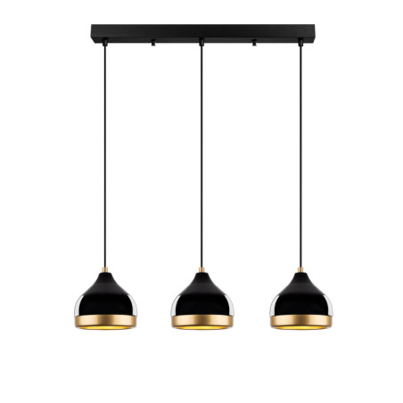 Suspension Luminaire en métal noir 67 x 17 cm hauteur 111 cm 3 lumières E27 40 W IP20 réglable
