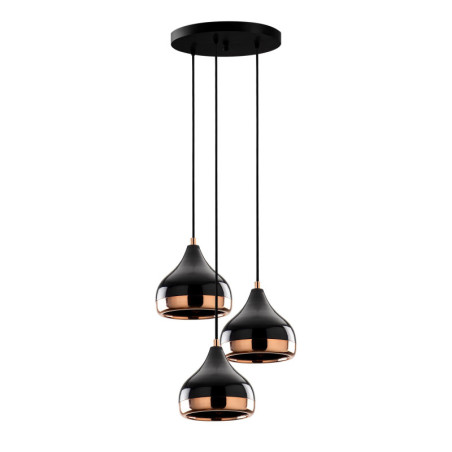 Suspension Luminaire en métal noir et cuivre 37 x 37 cm hauteur 111 cm 3 lumières E27 40 W IP20 réglable