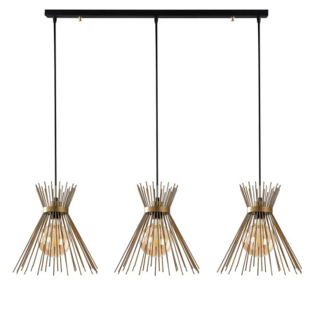 Suspension Luminaire en fer noir 104 x 34 cm hauteur 129 cm 3 lumières E27 40 W IP20 réglable