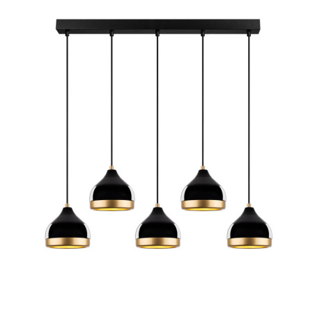 Suspension Luminaire en métal noir 90 x 17 cm hauteur 111 cm 5 lumières E27 40 W IP20 réglable