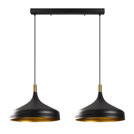 Suspension Luminaire en métal noir et doré 68 x 36 cm hauteur 132 cm 2 lumières E27 40 W IP20 réglable