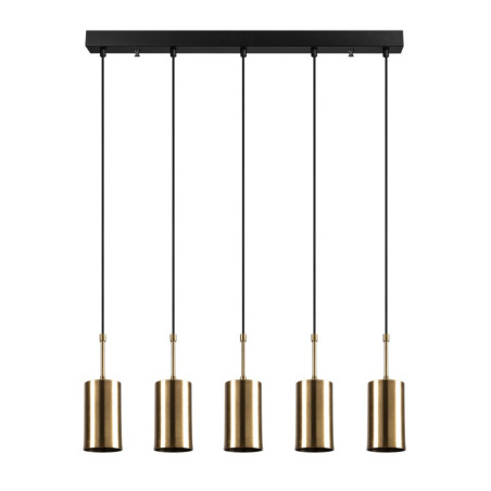 Suspension Luminaire en fer doré et noir 79 x 9 cm hauteur 120 cm 5 lumières E27 40 W IP20 réglable