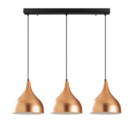 Suspension Luminaire en métal cuivre et noir 97 x 16 cm hauteur 126 cm 3 lumières E27 40 W IP20 réglable