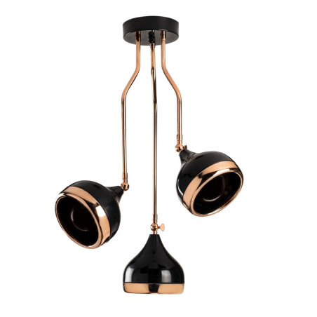 Suspension Luminaire en métal noir et cuivre Ø50 cm hauteur 75 cm 3 lumières E27 40 W IP20 réglable