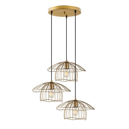 Suspension Luminaire en métal doré Ø68 cm hauteur 110 cm 3 lumières E27 40 W IP20