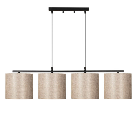 Suspension Luminaire en métal et tissu noir 110 x 25 cm hauteur 120 cm 4 lumières E27 40 W IP20 réglable