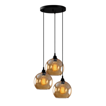 Suspension Luminaire en métal et verre doré et noir Ø44 cm hauteur 116 cm 3 lumières E27 40 W IP20 réglable