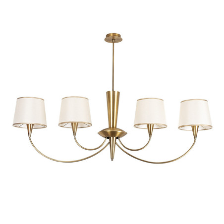 Suspension Luminaire en métal et tissu finition vintage 118 x 20 cm hauteur 83 cm 4 lumières E27 40 W IP20
