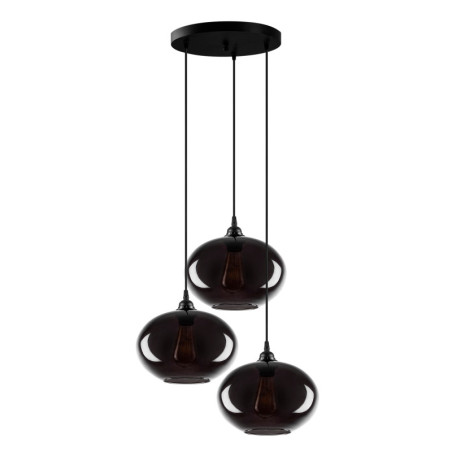 Suspension Luminaire en métal et verre fumé Ø61 cm hauteur 120 cm 3 lumières E27 40 W IP20 réglable