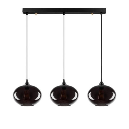 Suspension Luminaire en métal et verre fumé Ø97 cm hauteur 120 cm 3 lumières E27 40 W IP20 réglable Industriel