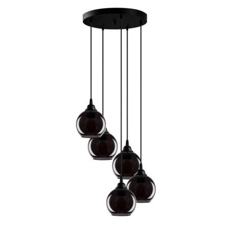 Suspension Luminaire en métal et verre fumé Ø50 cm hauteur 114 cm 5 lumières E27 40 W IP20 réglable