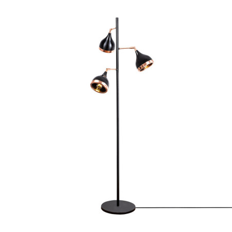 Lampadaire Lampe sur pied en métal noir et cuivre Ø52 cm hauteur 163 cm 3 lumières E27 40 W IP20