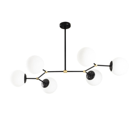 Suspension Luminaire en fer et verre noir et blanc 100 x 58 x 48 cm 6 lumières E27 40 W IP20