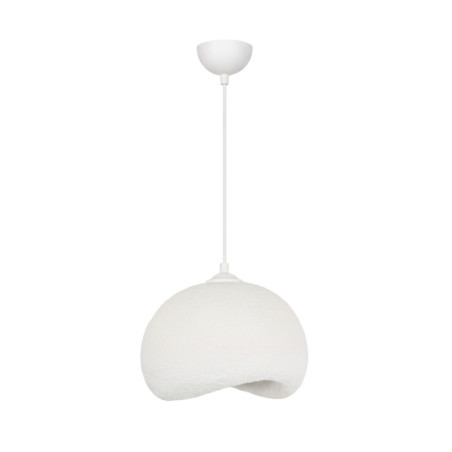 Suspension Luminaire en métal et fibre de verre blanc 34 x 29 cm hauteur réglable 30 à 120 cm E27 40 W IP20
