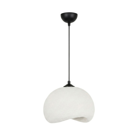 Suspension Luminaire en métal et fibre de verre blanc et noir 34 x 29 cm hauteur réglable 30 à 120 cm E27 40 W IP20