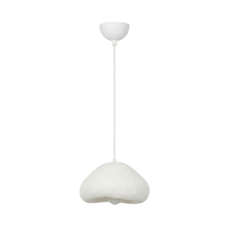 Suspension Luminaire en métal et fibre de verre blanc 32 x 28 cm hauteur réglable 30 à 120 cm E27 40 W IP20