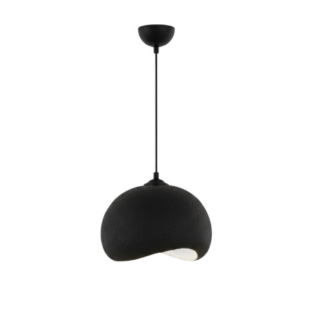 Suspension Luminaire en métal et fibre de verre noir 34 x 29 cm hauteur réglable 30 à 120 cm E27 40 W IP20