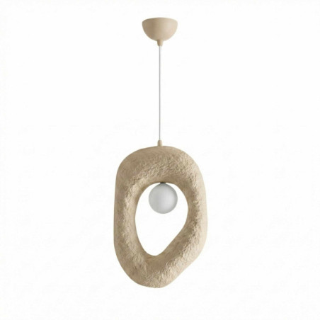 Suspension Luminaire en métal et fibre de verre écru 12 x 30 x 50 cm hauteur réglable 50 à 110 cm E27 40 W IP20