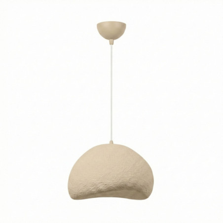 Suspension Luminaire en métal et fibre de verre beige 50 x 44 cm hauteur réglable 50 à 115 cm E27 40 W IP20
