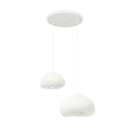 Suspension Luminaire en métal et fibre de verre blanc 40 x 38 cm hauteur réglable 50 à 115 cm 2 lumières E27 40 W IP20