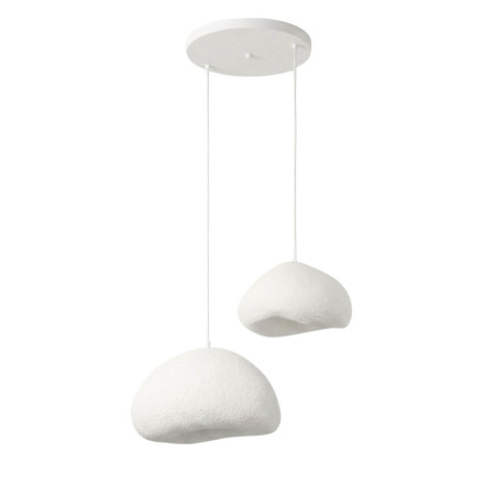 Suspension Luminaire en métal et fibre de verre blanc 42 x 40 cm hauteur réglable 50 à 115 cm 2 lumières E27 40 W IP20