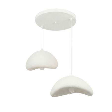 Suspension Luminaire en métal et fibre de verre blanc 42 x 37 cm hauteur réglable 50 à 115 cm 2 lumières E27 40 W IP20