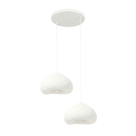 Suspension Luminaire en métal et fibre de verre blanc 32 x 28 cm hauteur réglable 55 à 115 cm 2 lumières E27 40 W IP20