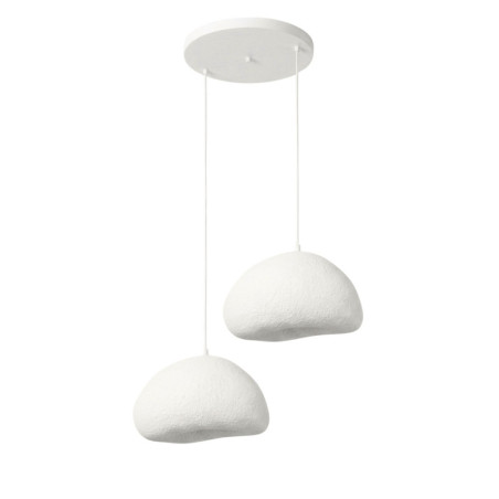 Suspension Luminaire en métal et fibre de verre blanc 42 x 40 cm hauteur réglable 55 à 115 cm 2 lumières E27 40 W IP20