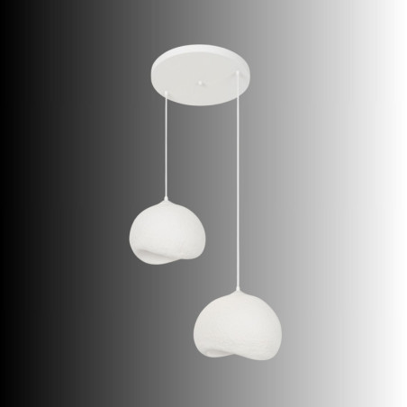 Suspension Luminaire en métal et fibre de verre blanc 34 x 29 cm hauteur réglable 30 à 120 cm 2 lumières E27 40 W IP20