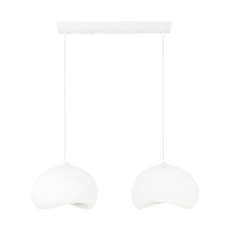 Suspension Luminaire en métal et fibre de verre blanc 34 x 29 cm hauteur réglable 30 à 120 cm 2 lumières E27 40 W IP20