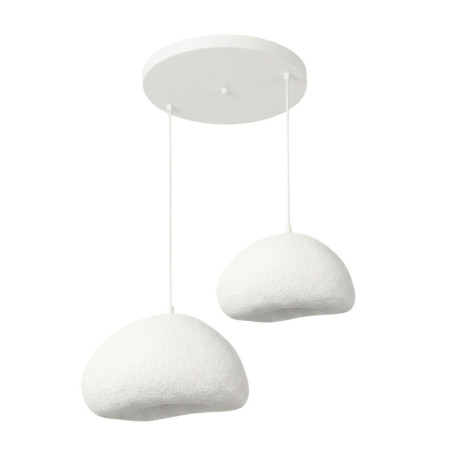 Suspension Luminaire en métal et fibre de verre blanc 50 x 44 cm hauteur réglable 60 à 115 cm 2 lumières E27 40 W IP20
