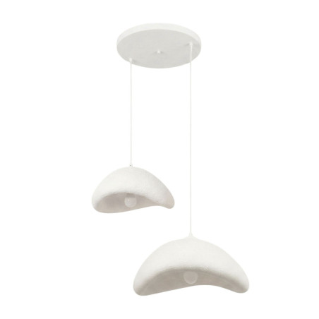 Suspension Luminaire en métal et fibre de verre blanc 52 x 40 cm hauteur réglable 60 à 115 cm 2 lumières E27 40 W IP20