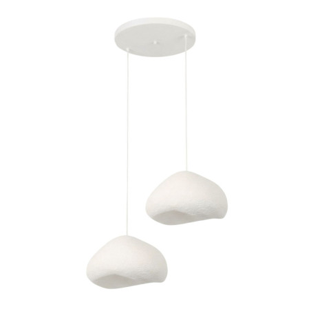 Suspension Luminaire en métal et fibre de verre blanc 50 x 46 cm hauteur réglable 50 à 115 cm 2 lumières E27 40 W IP20