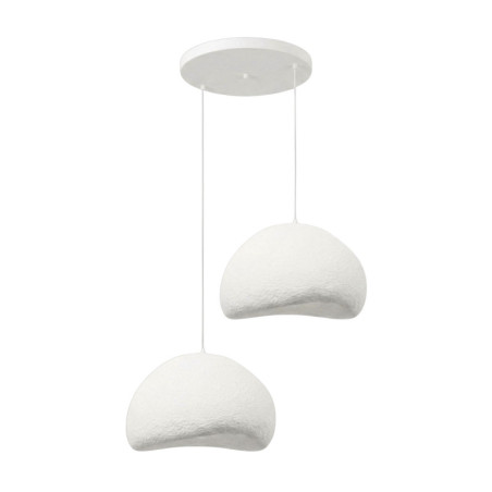 Suspension Luminaire en métal et fibre de verre blanc 50 x 44 cm hauteur réglable 50 à 115 cm 2 lumières E27 40 W IP20